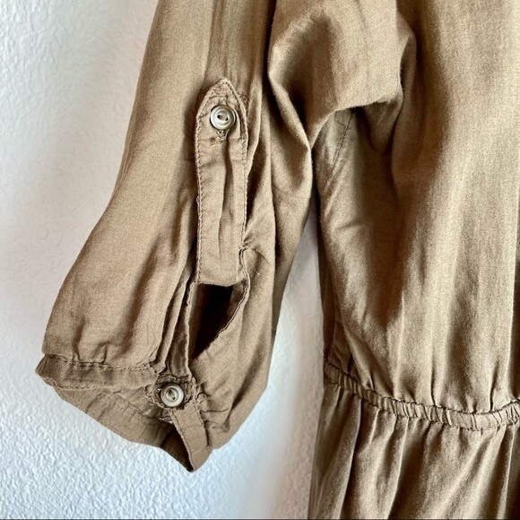 Denim & Supply Ralph Lauren Brown Cotton Dress with Ruffle and Tab Sleeves M - Picture 4 of 13